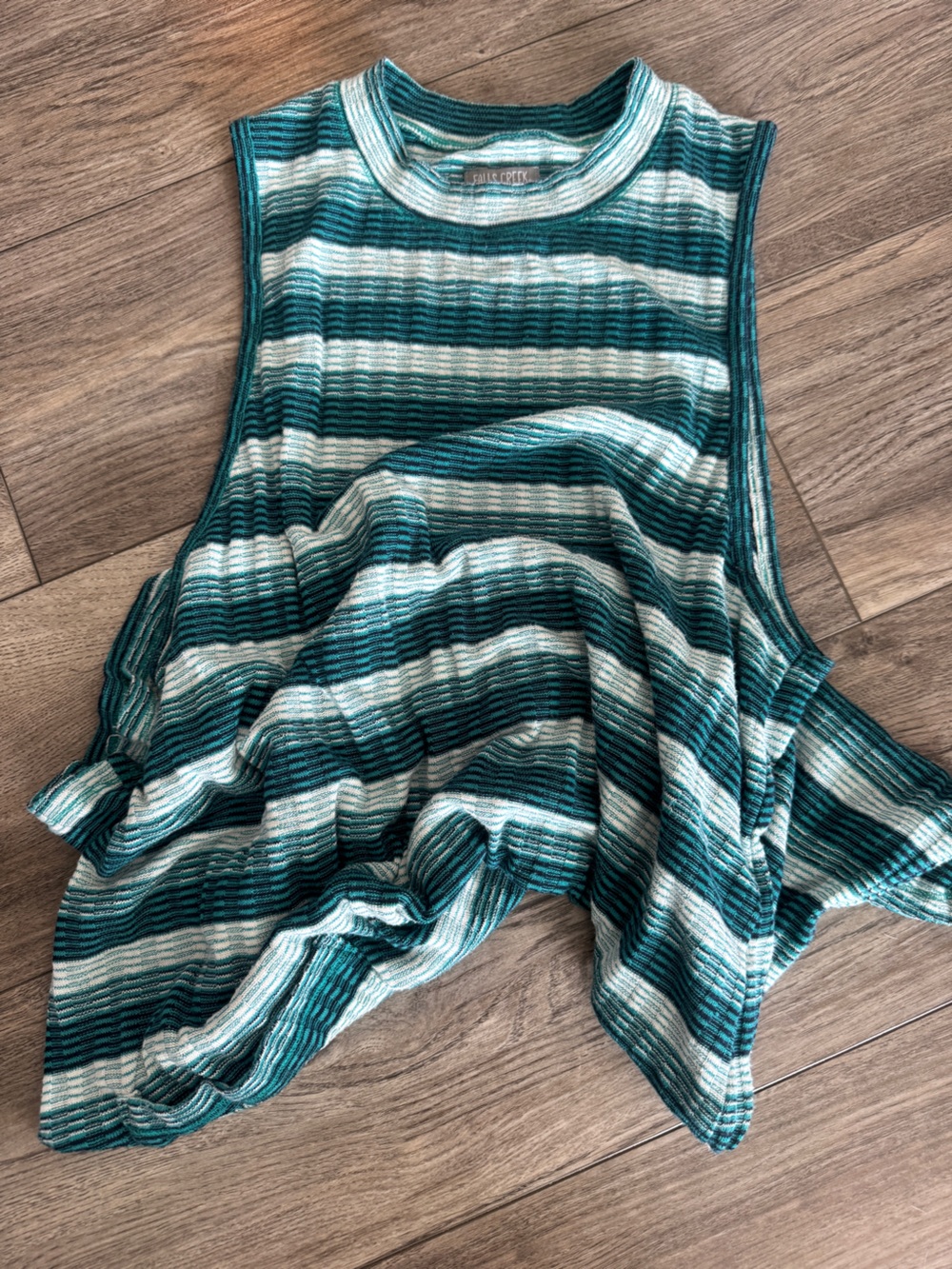 Teal & White Striped Sleeveless Pocket Tunic Dress size 1X - Picture 10 of 10